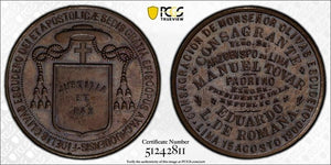 1900 Peru Bishop Fidel Olivas Escudero Medal PCGS SP64 Lot#G9787 Choice UNC!