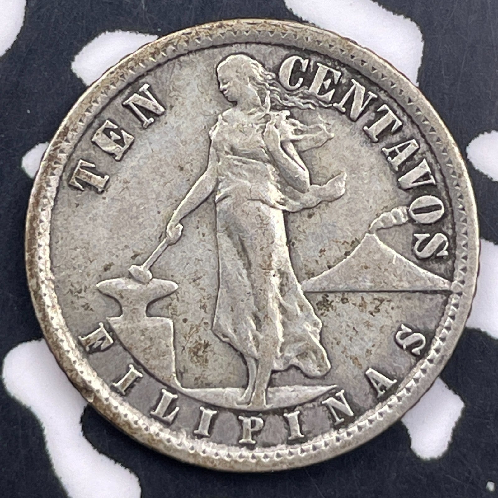 1921 U.S. Philippines 10 Centavos Lot#F3027 Silver!