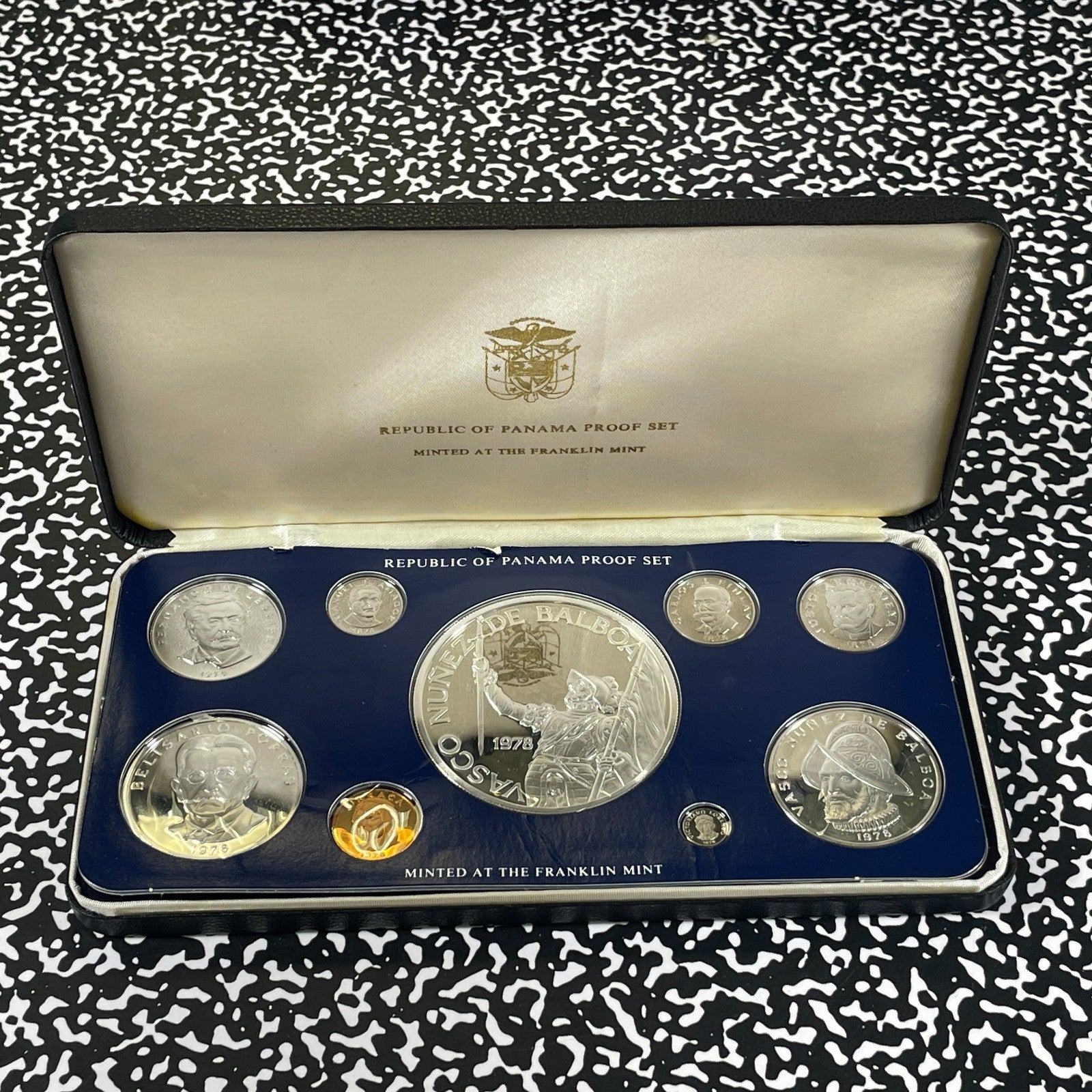 1978 Panama 9x Coin Proof Set Lot#B3332 Silver! With Case & C.O.A.