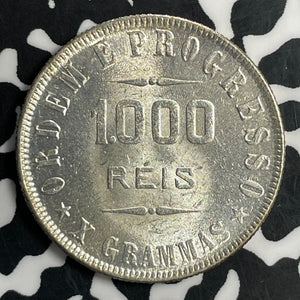 1910 Brazil 1000 Reis Lot#T0909 Silver! High Grade! Beautiful!