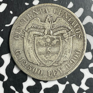 1922 Colombia 50 Centavos Lot#T6728 Silver!
