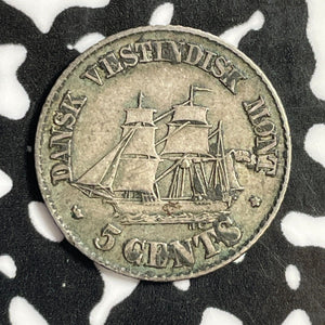 1859 Danish West Indies 5 Cents Lot#E2692 Silver! Nice!