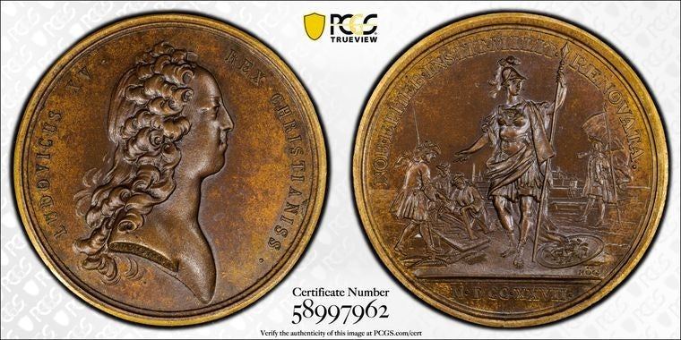 "1727" Francve Louis XV Cadet Co. Reestablishment Medal PCGS MS63BN Lot#G4082