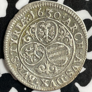 1630 Austria 3 Kreuzer Lot#D9018 Silver!