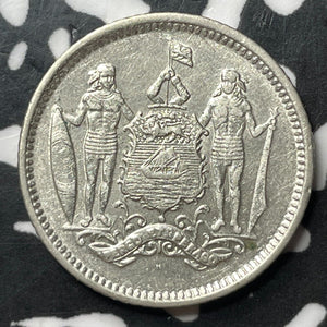 1929-H British North Borneo 25 Cents Lot#JM7805 Silver! High Grade! Beautiful!