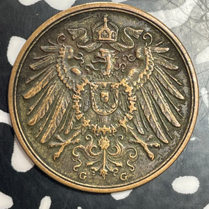 1913-G Germany 2 Pfennig Lot#T3455 Key Date!