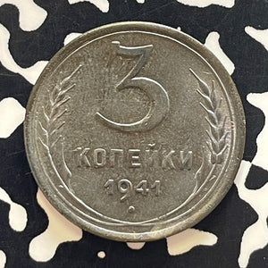 1941 Russia 3 Kopeks Lot#T5840 High Grade! Beautiful!
