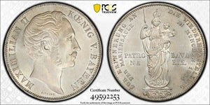 1855 Germany Bavaria 2 Gulden PCGS MS62 Lot#G7464 Large Silver Coin! Nice UNC!