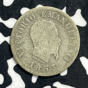 1863-M BN Italy 50 Centesimi Lot#C0487 Silver!