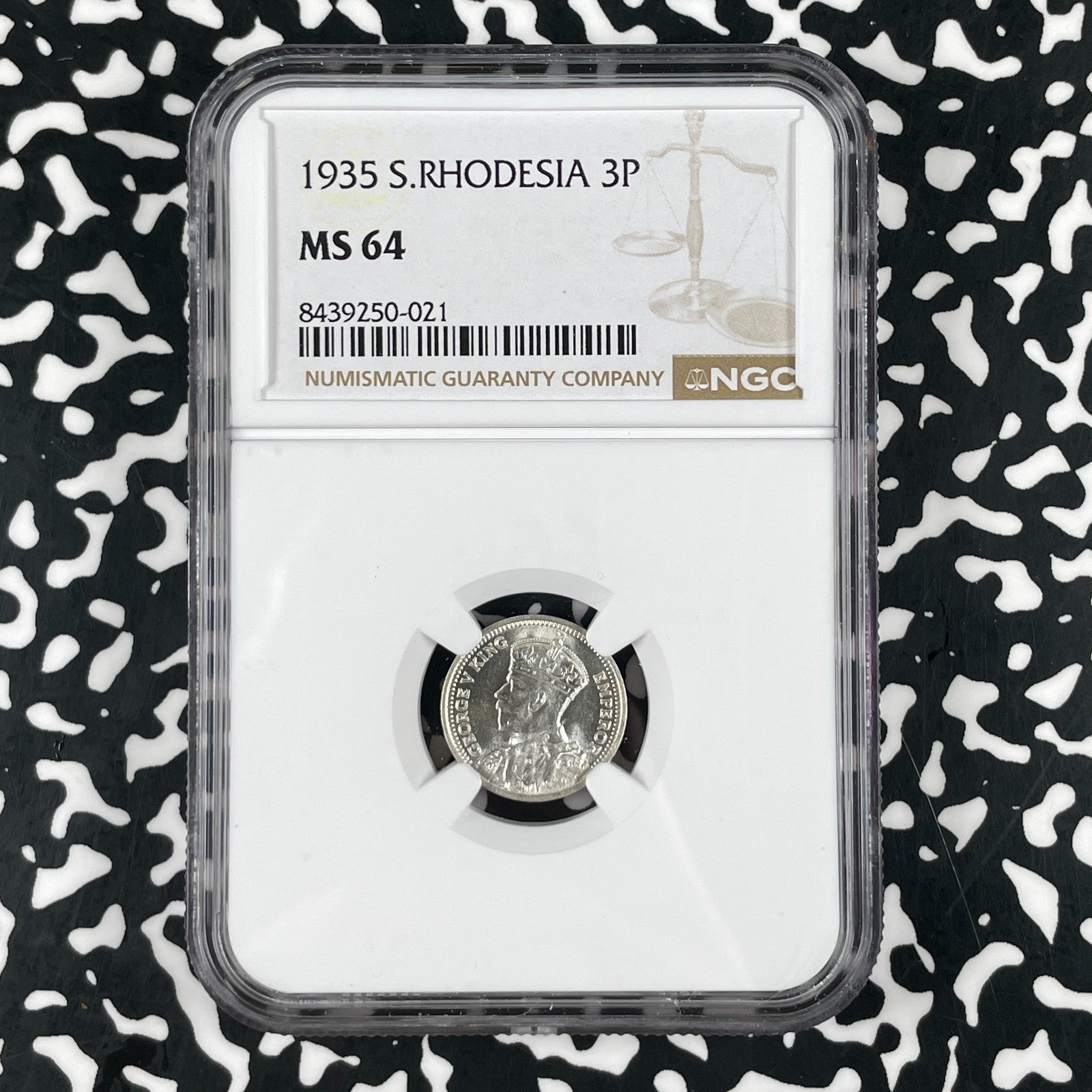 1935 Southern Rhodesia 3 Pence NGC MS64 Lot#G3322 Silver! Choice UNC!