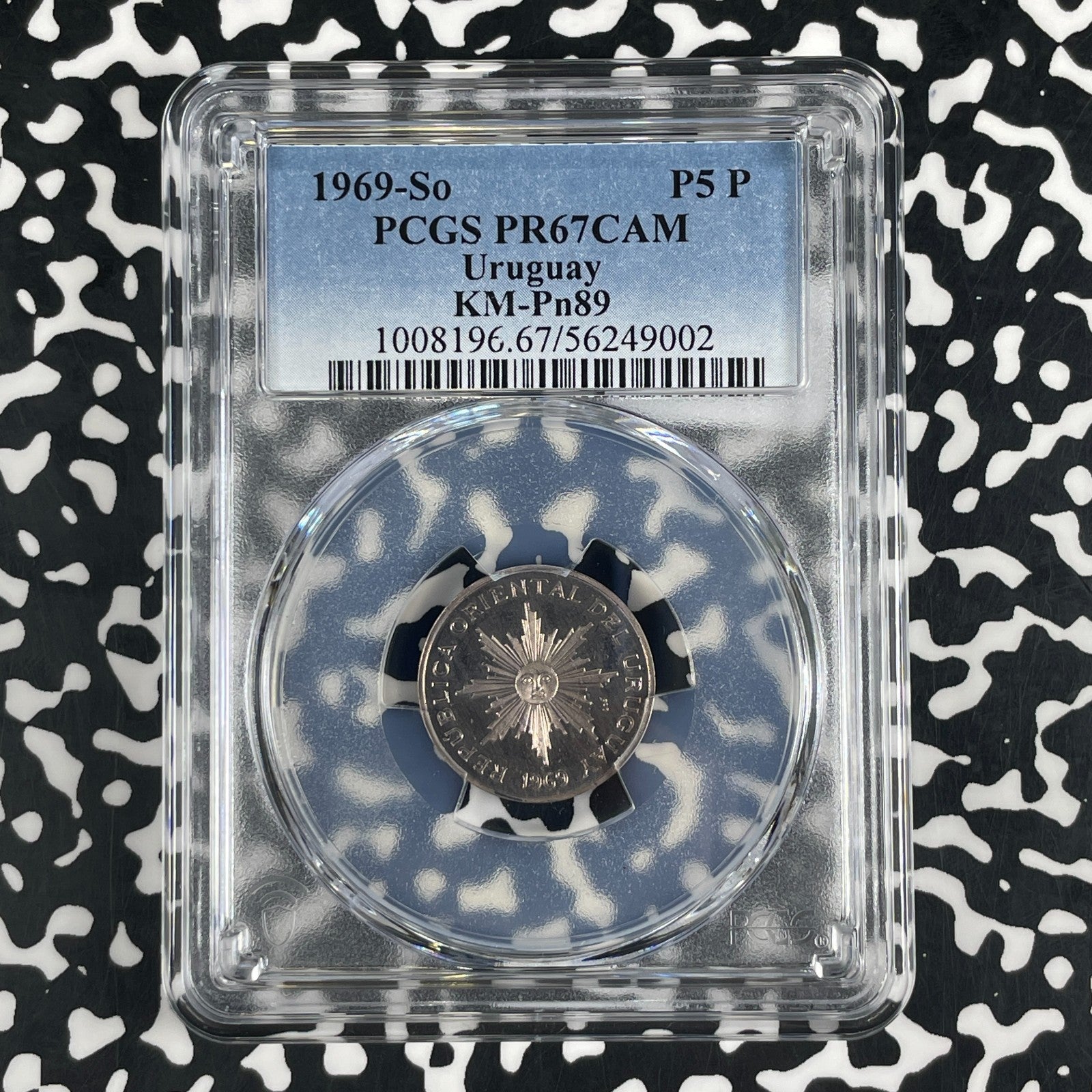 1969-So Uruguay 5 Pesos PCGS PR67 CAM Lot#G1941 Silver! Very Scarce! Top Graded!