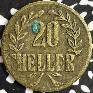 1916-T German East Africa 20 Heller Lot#D9078 Brass