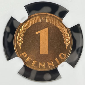 1950-G West Germany 1 Pfennig NGC PR66RD Cameo Lot#G9935 Proof! 1,800 Minted