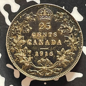 1916 Canada 25 Cents Lot#T5390 Silver! Nice!