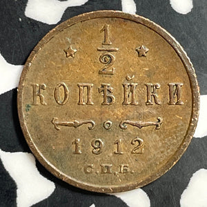 1912 Russia 1/2 Kopek Half Kopek Lot#E7934