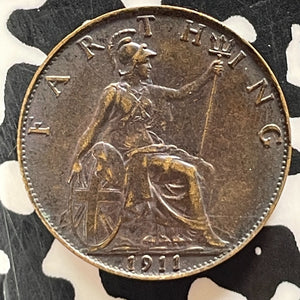1911 Great Britain Farthing Lot#T4265 Nice!