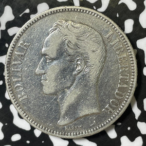 1910 Venezuela 5 Bolivares Lot#E4855 Large Silver Coin!