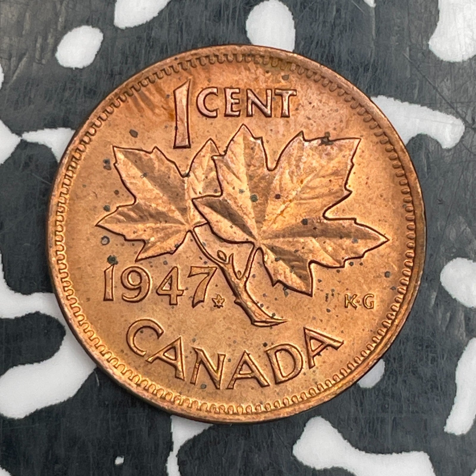 1947 Canada Small Cent Lot#N0255 High Grade! Beautiful! Maple Leaf/Pointed 7