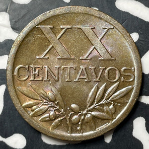 1944 Portugal 20 Centavos Lot#E6926 High Grade! Beautiful!