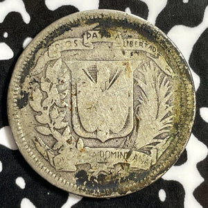 1937 Dominican Republic 25 Centavos Lot#E3686 Silver!