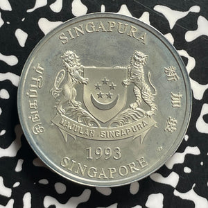 1993 Singapore Year Of The Rooster $10 Dollars Piedfort Lot#JM9527 Silver! 2 Oz