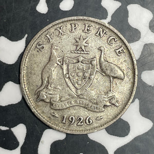 1926 Australia 6 Pence Sixpence Lot#T3333 Silver!