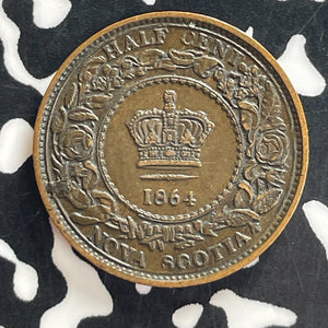 1864 Nova Scotia 1/2 Cent Lot#T7694 Nice!