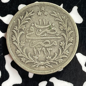 AH 1293 (1885) Egypt 2 Qirsh Lot#T7346 Silver!
