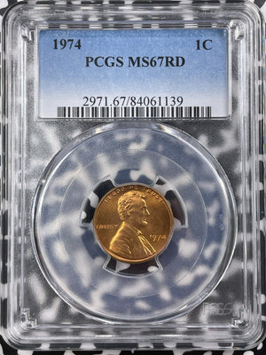 1974 U.S. Lincoln Memorial Cent PCGS MS67RD Lot#G9554 Gem BU!