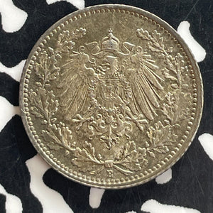 1919-E Germany 1/2 Mark Lot#T7693 Silver! High Grade! Beautiful!