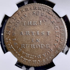 (1790s) G.B. Middlesex Hall's 1/2 Penny Conder Token NGC MS62BN Lot#G9807 Toucan