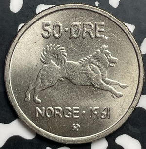 1961 Norway 50 Ore Lot#T9872 High Grade! Beautiful!