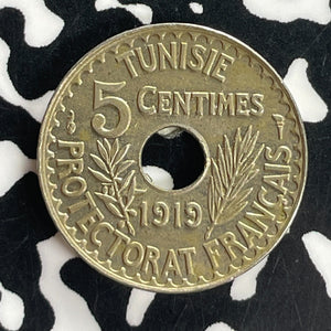 1919 Tunisia 5 Centimes Lot#T8032 High Grade! Beautiful!