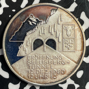 1980 Switzerland Opening of Seelisberg Tunnels Medal Lot#T0974 .999 Silver! 33mm