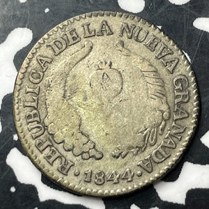 1844-UM Colombia Popayan 1 Real Lot#JM8678 Silver! Scarce! KM#91.2