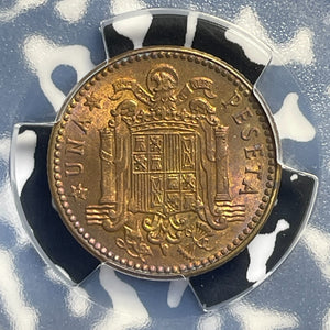 1947 (53) Spain 1 Peseta PCGS MS64 Lot#G988 Choice UNC!
