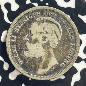 1879 Sweden 1 Krona Lot#T7922 Silver! Key Date!