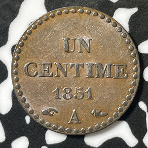 1851-A France 1 Centime Lot#E4939 High Grade! Beautiful!