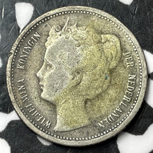 1901 Netherlands 1/10 Gulden Lot#D7906 Silver!