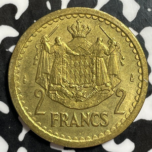 (1945) Monaco 2 Francs Lot#E4039 Nice!