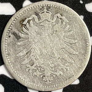 1874-H Germany 20 Pfennig Lot#D9152 Silver!