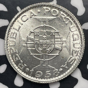 1958 Timor 3 Escudos Lot#C0927 Silver! High Grade! Beautiful!