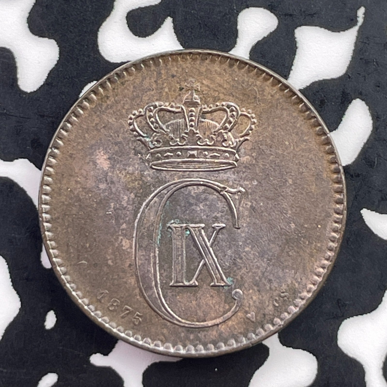 1875 Denmark 2 Ore Lot#C5576 High Grade! Beautiful!