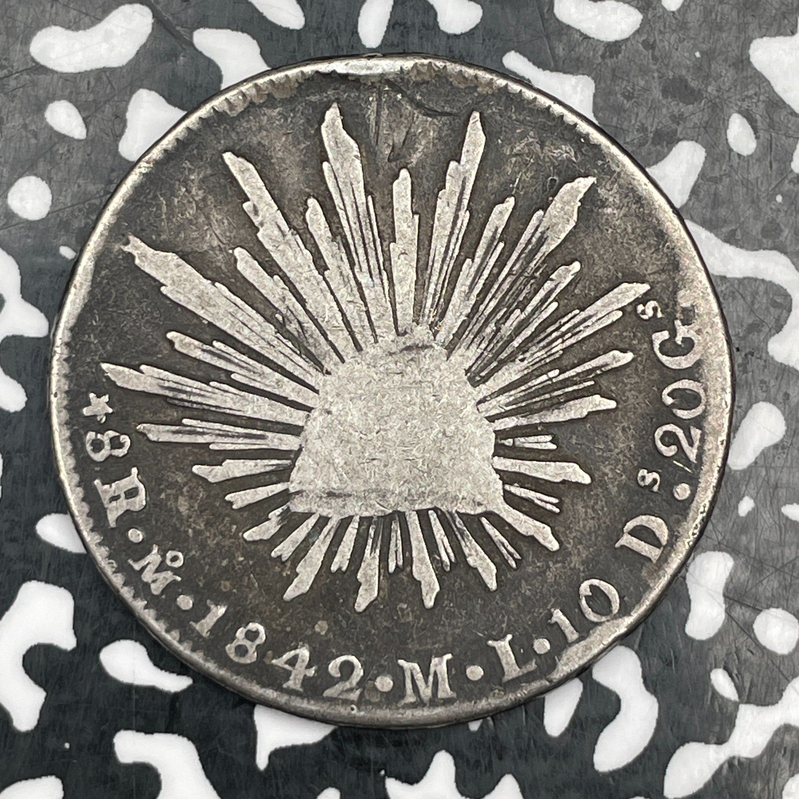 1842-Mo ML Mexico 8 Reales Lot#JM1675 Large Silver! Rim Bumps