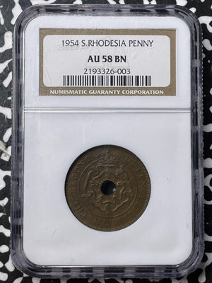 1954 Southern Rhodesia 1 Penny NGC AU58BN Lot#G8280 Key Date!