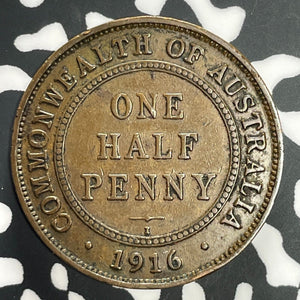 1916-I Australia 1/2 Penny Half Penny Lot#E6322