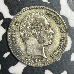 1874 Denmark 10 Ore Lot#T2736