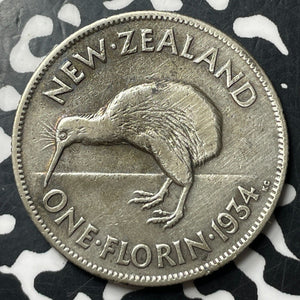 1934 New Zealand 1 Florin Lot#E8070 Silver!