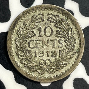 1912 Netherlands 10 Cents Lot#E7457 Silver!