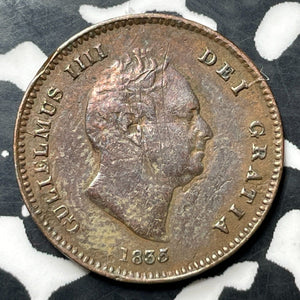 1835 Great Britain 1/3 Farthing Lot#E6738 Nice Detail, Old Cleaning